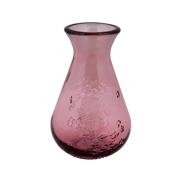 Vază din sticlă reciclată Ego Dekor Floral, înălțime 20 cm, roz