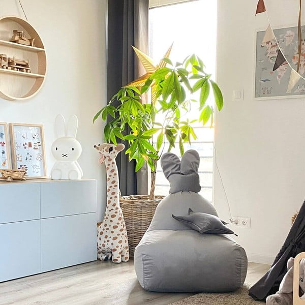 Fotoliu puf pentru copii gri deschis Funny Bunny – The Brooklyn Kids-image-2