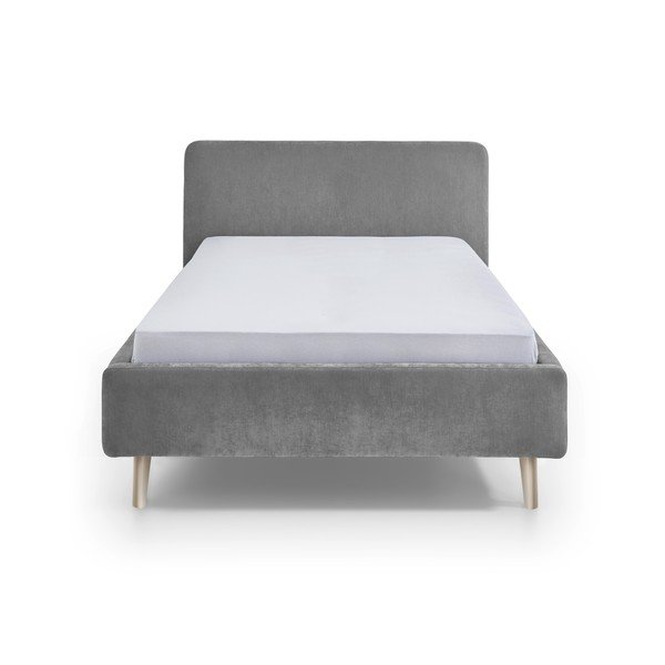 Pat matrimonial gri tapițat cu somieră 120x200 cm Mattis – Meise Möbel