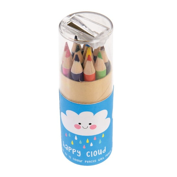 Set 12 creioane colorate cu suport Rex London Happy Cloud