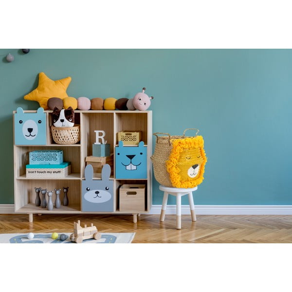 Coș de jucării pentru copii galben/în culoare naturală din iarbă-de-mare ø 30x28 cm Lion – Compactor-image-2