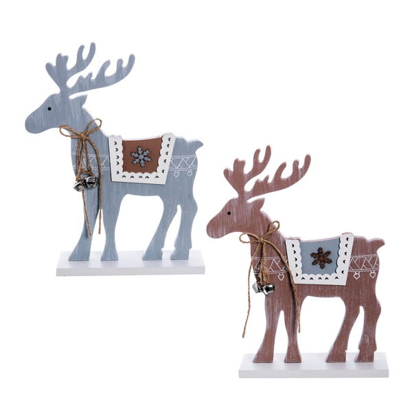 Set 2 decorațiuni din lemn Ixia Reindeer