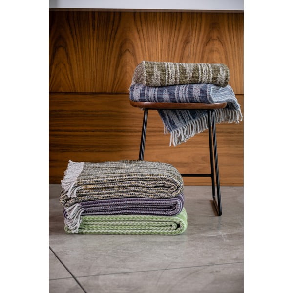 Pled din amestec de bumbac Euromant Zanzibar, 140 x 180 cm, albastru-image-4