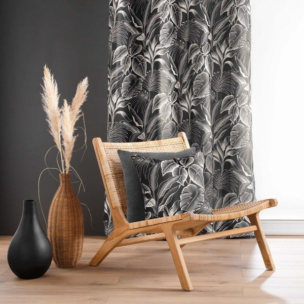 Draperie neagră-albă 140x260 cm Cabana – douceur d'intérieur-image-3