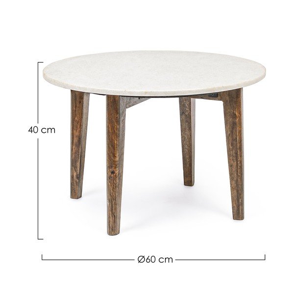 Măsuță de cafea albă/în culoare naturală rotundă cu blat din marmură ø 60 cm Sylvester – Bizzotto-image-4