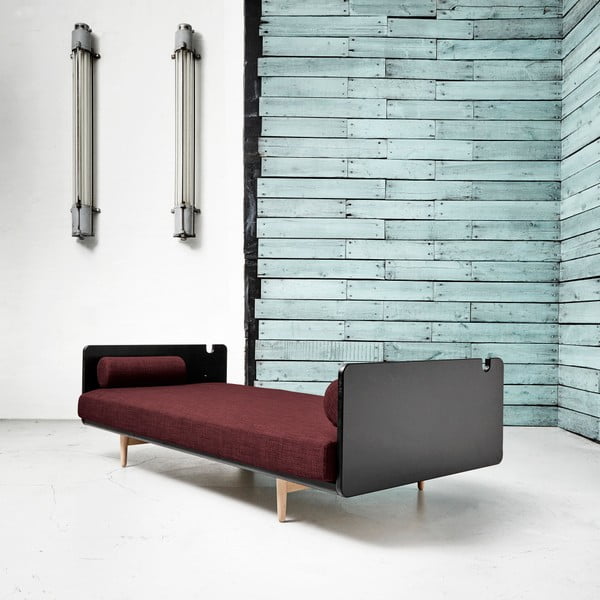 Canapea extensibilă Karup Deva Black/Raw Oak/Passion Red-image-1