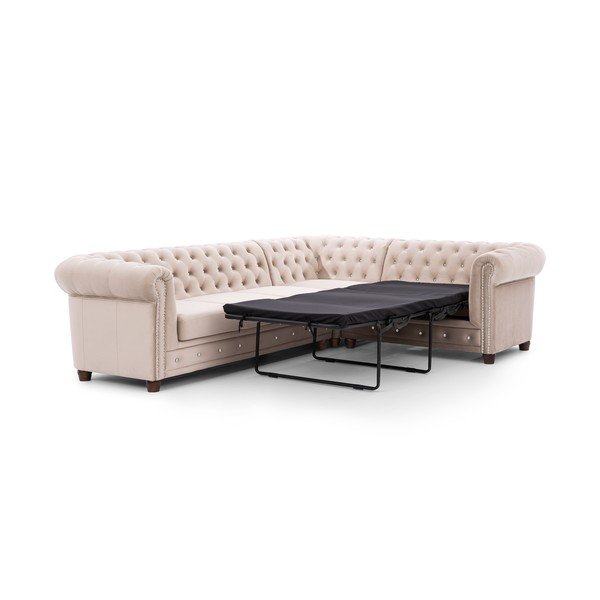 Colțar bej extensibil cu tapițerie din catifea (cu colț pe partea dreaptă/în formă de ”L”) York Blik – Ropez-image-2