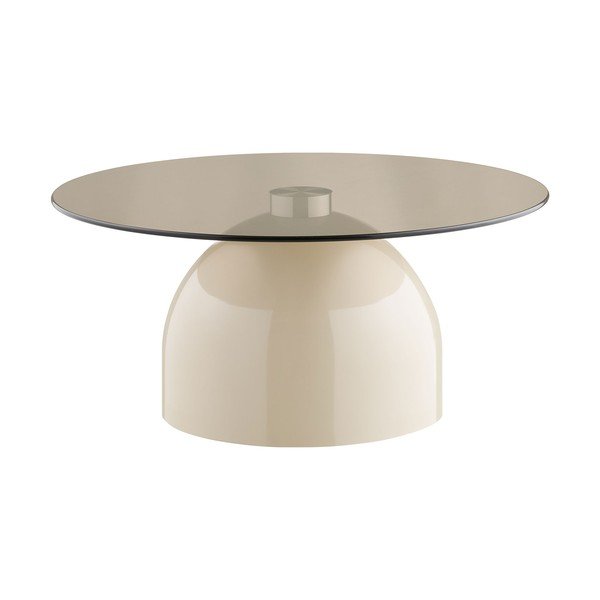 Măsuță de cafea bej rotundă cu blat din sticlă ø 70 cm Ravello – House Nordic-image-2