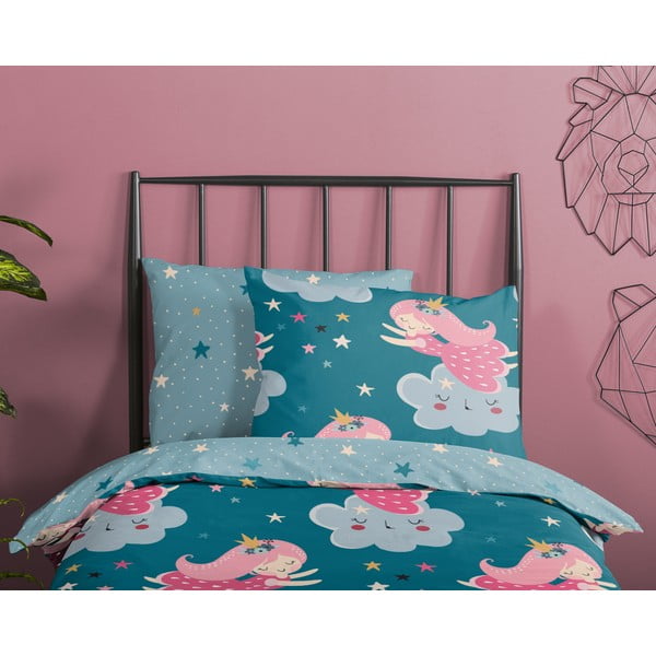 Lenjerie de pat pentru copii petrol din bumbac pentru pătuț 120x150 cm Princesse – Good Morning-image-2