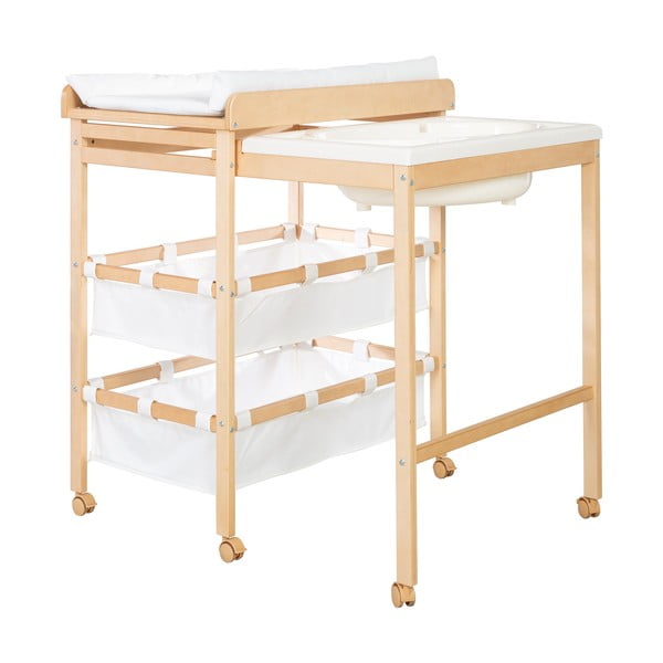 Masă de înfășat albă/în culoare naturală cu aspect de lemn de mesteacăn Baby Pool – Roba-image-2