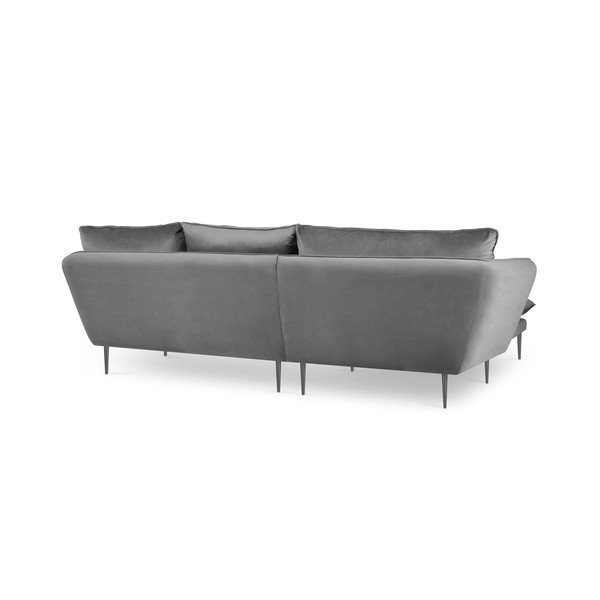 Colțar pe partea stângă cu 5 locuri din catifea Mazzini Sofas Acacia, gri-image-4