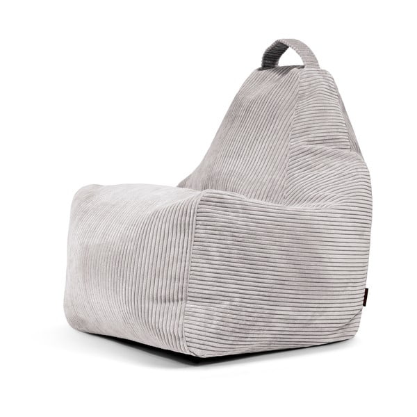 Fotoliu bean bag gri deschis cu tapițerie din catifea reiată Play Amuse – SLOWDOWN