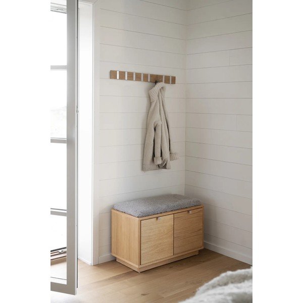 Pantofar gri/în culoare naturală cu bancă cu aspect de lemn de stejar Confetti – Rowico-image-1