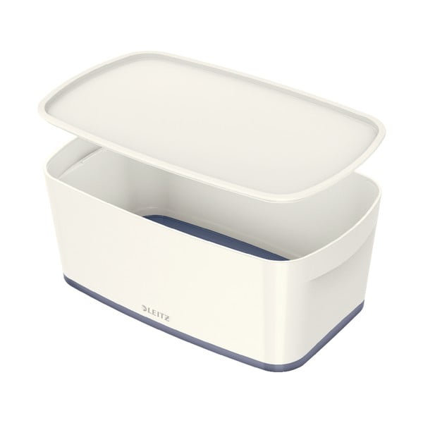 Cutie de depozitare albă/gri din plastic cu capac 32x19x13 cm MyBox – Leitz