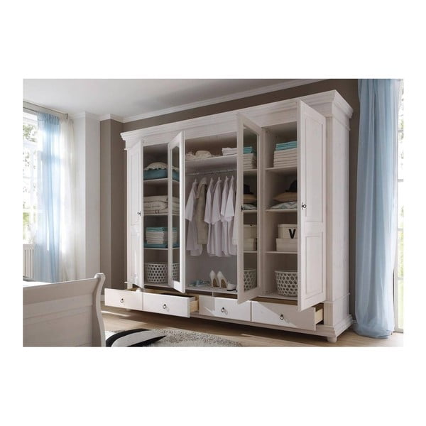 Dulap cu patru uși din lemn de pin OB Harald, alb-image-1