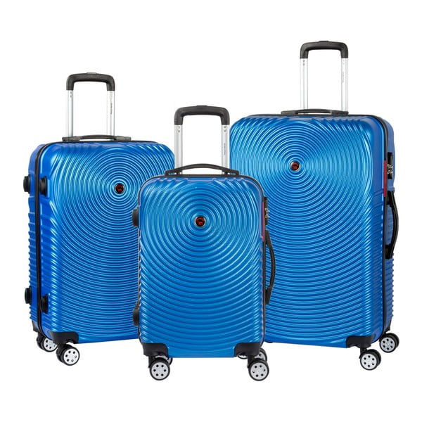 Set 3 valize cu roți Murano Traveller, albastru