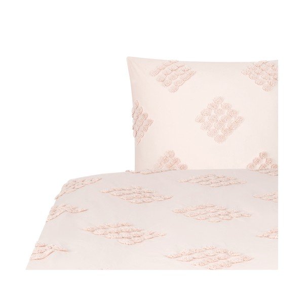 Lenjerie de pat din bumbac percale Westwing Collection Fia, 135 x 200 cm, roz-image-2