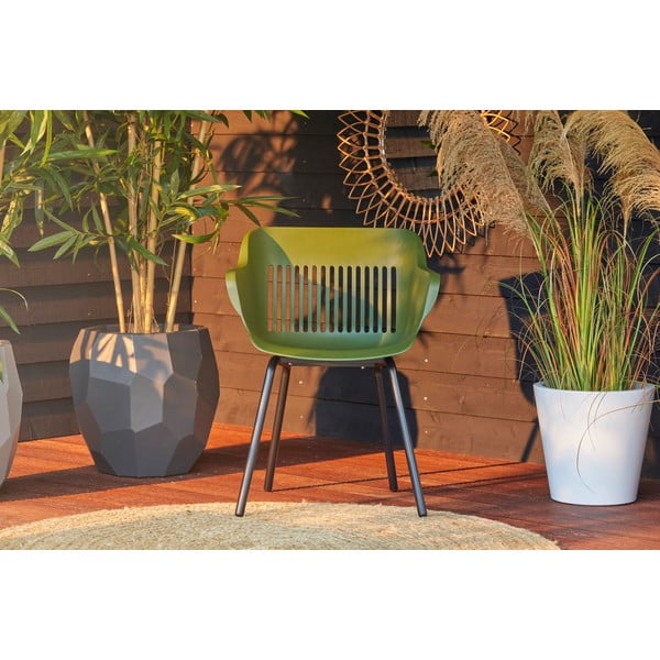 Scaune de grădină verde-închis 2 buc. din plastic Jill Rondo – Hartman-image-1