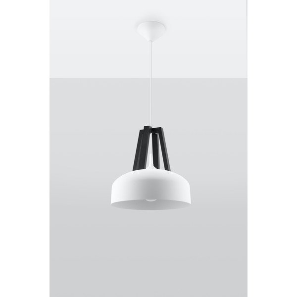 Lampă alb-negru cu abajur din lemn/metal ø 30 cm Olla - Sollux-image-1