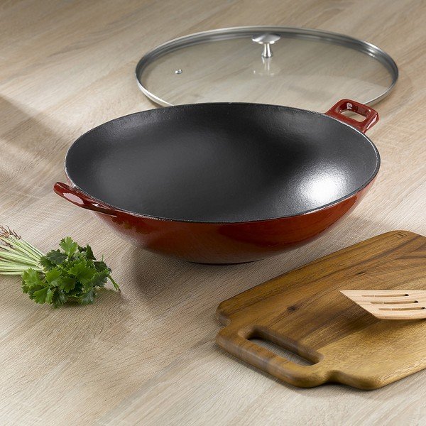 Tigaie WOK din fontă Kela Calido, ø 36 cm, roșu-image-2