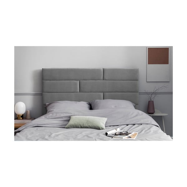 Tăblie de pat gri deschis tapițată 160x120 cm NY - Cosmopolitan Design-image-3