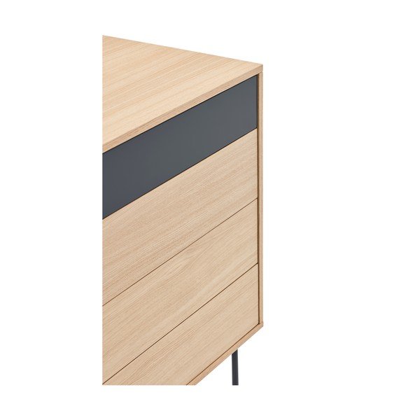 Comodă cu aspect de lemn de stejar Teulat Yoko, gri antracit-image-4