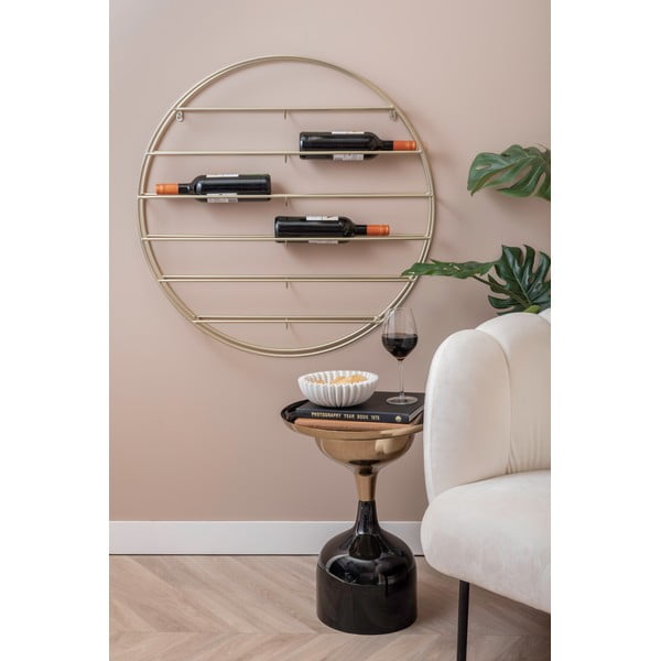 Raft pentru sticle de vin auriu pentru perete din metal număr de sticle 12 80x80x9 cm Redondo – PT LIVING-image-1