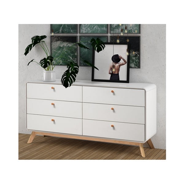 Comodă albă joasă 150x74 cm Caitlin – Støraa-image-2