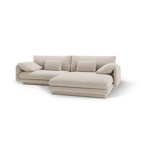 Colțar alb cu tapițerie din catifea (cu colț pe partea dreaptă/cu șezlong) Torino – Micadoni -image-1