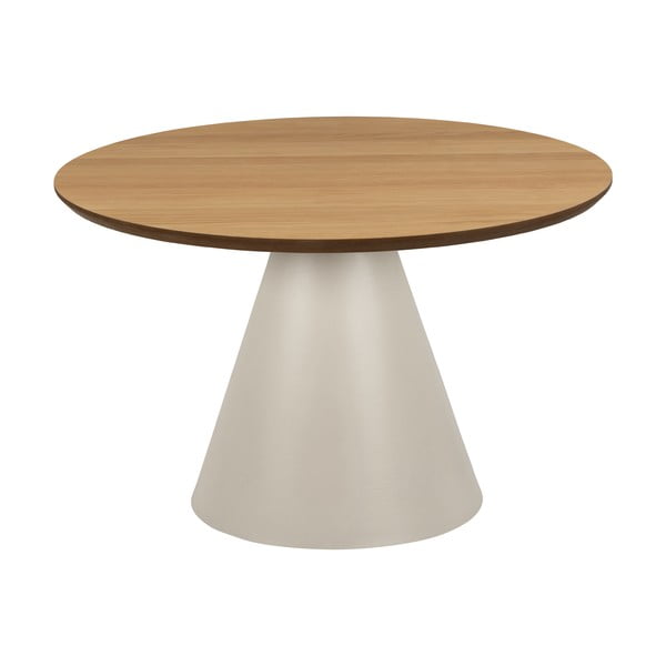 Măsuță de cafea crem/în culoare naturală rotundă cu blat cu aspect de lemn de stejar ø 65 cm Soli – Actona