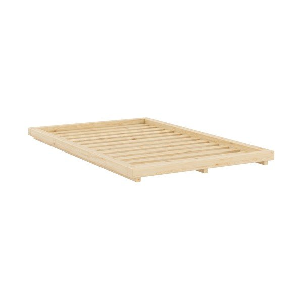 Pat în culoare naturală din lemn de pin fără tăblie cu somieră 120x200 cm Dock – Karup