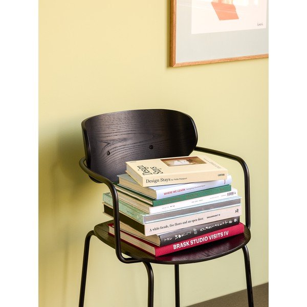 Scaun de dining negru cu cotiere/stivuibil din metal Arch – Hübsch-image-4