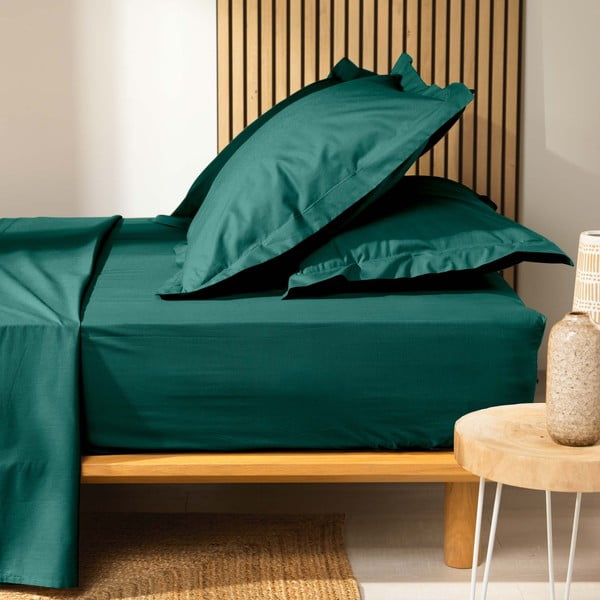 Cearceaf verde din bumbac organic cu elastic 180x200 cm Biolina – douceur d'intérieur-image-2