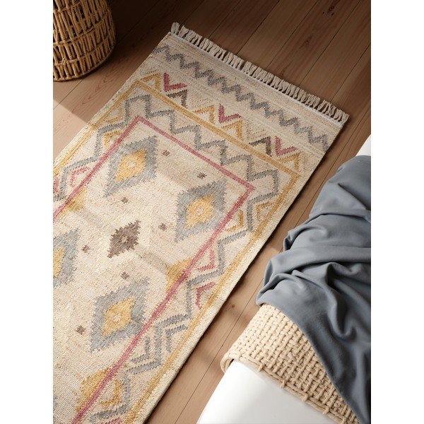 Covor tip traversă crem țesut manual din iută 80x200 cm Roya Imani – Elle Decoration-image-2