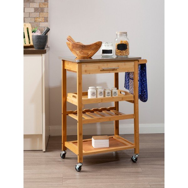 Măsuță de servire cu roți din bambus 41x58 cm Harlow – Premier Housewares-image-3