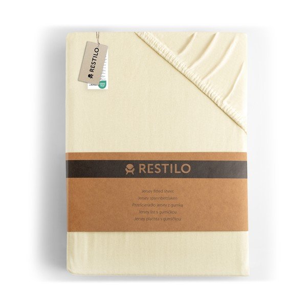 Cearceaf crem din jerseu cu elastic 90x200 cm Amber – Restilo-image-4