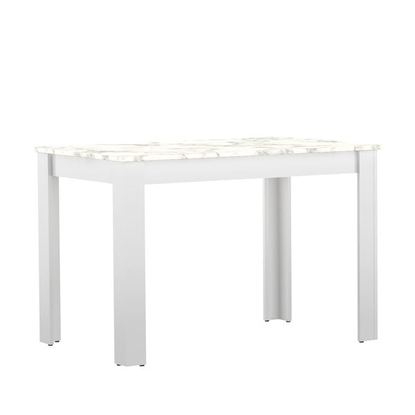 Masă de sufragerie albă cu blat cu aspect de marmură 110x70 cm Nice - TemaHome -image-3