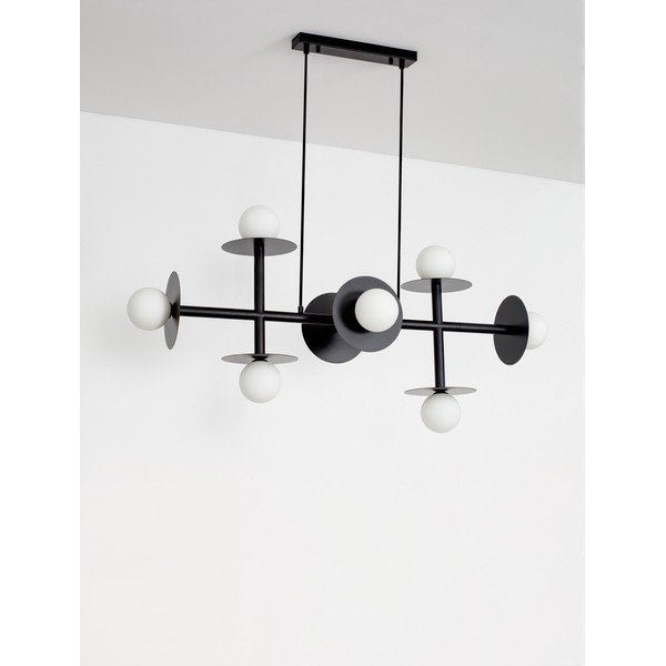 Lustră albă/neagră din metal cu abajur din sticlă Pielo – Nova Luce-image-3