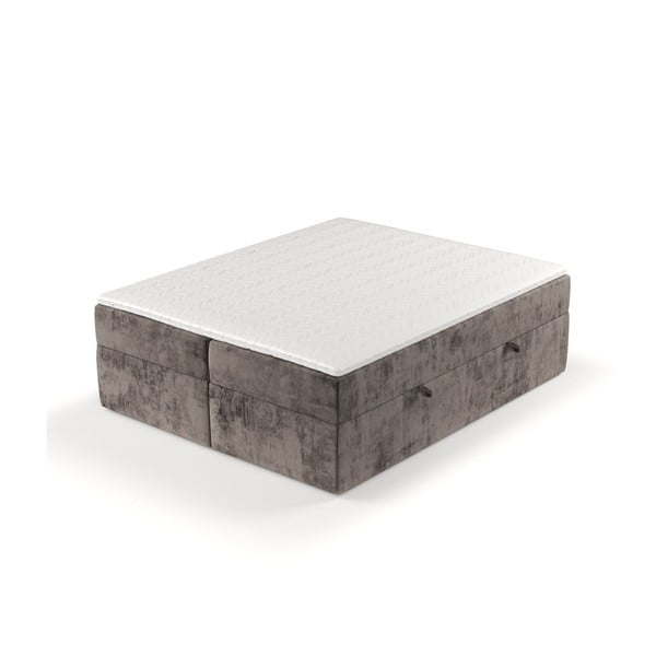 Pat boxspring maro cu spațiu de depozitare 200x200 cm Yoko – Maison de Rêve-image-2