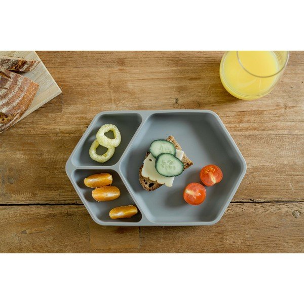 Farfurie pentru copii gri din silicon 16x25 cm – Kindsgut-image-1