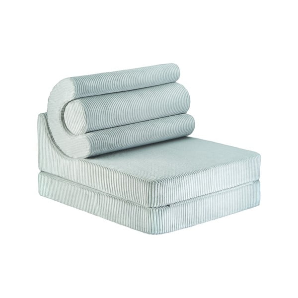 Fotoliu pentru copii verde mentă cu tapițerie din catifea reiată Flipster – Wigiwama