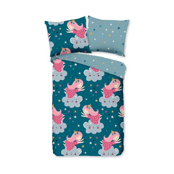 Lenjerie de pat pentru copii petrol din bumbac pentru pătuț 120x150 cm Princesse – Good Morning