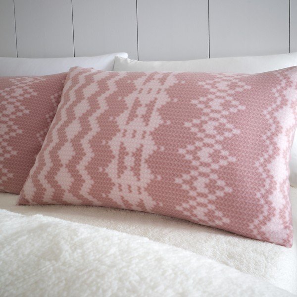 Lenjerie de pat din fleece Catherine Lansfield Alpine, 135 x 200 cm, roz-image-1