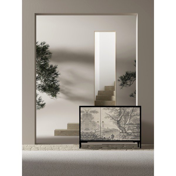 Comodă negru-bej joasă 113x84 cm Wilma – Really Nice Things-image-4