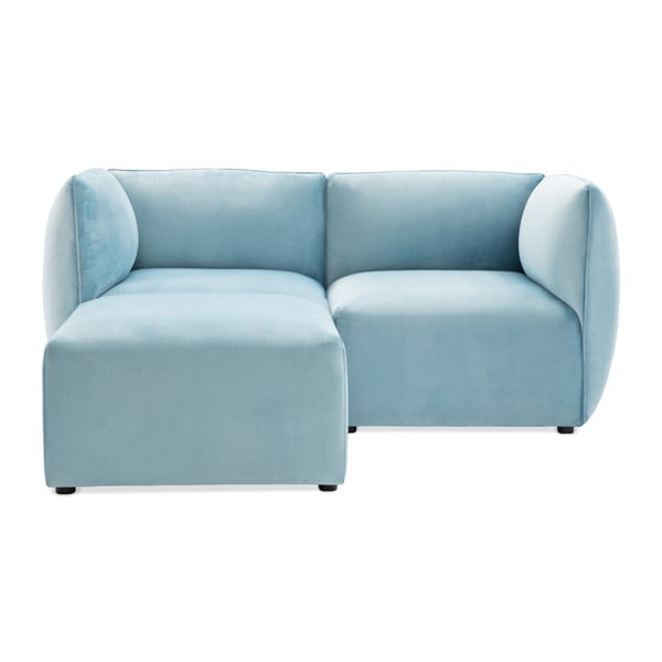 Canapea modulară cu 2 locuri și suport pentru picioare Vivonita Velvet Cube, albastru deschis