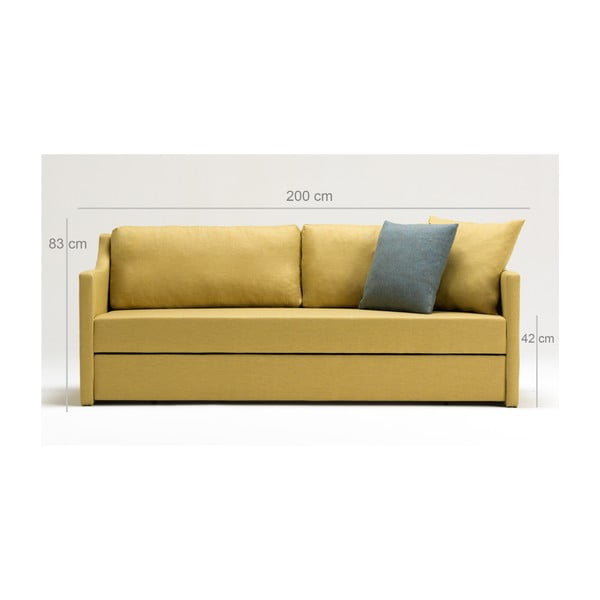 Canapea extensibilă cu 3 locuri Balcab Home Doty, galben-image-4