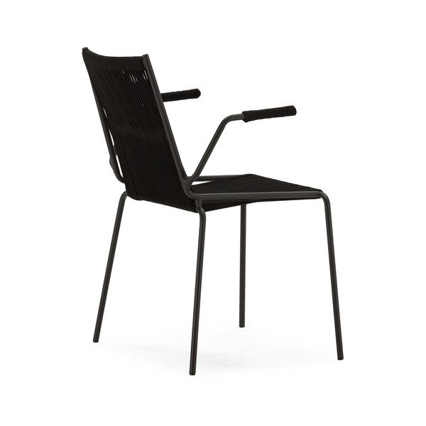 Scaune de dining negre cu cotiere/stivuibile 2 buc. din metal Emily – Marckeric-image-4