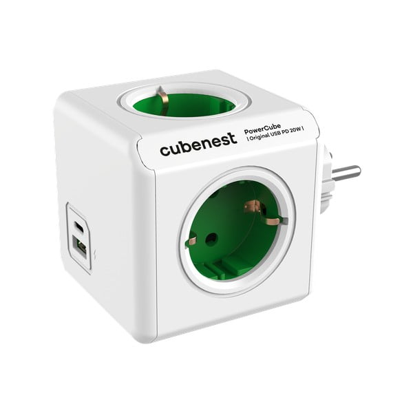 Priză 12 cm PowerCube Original USB Schuko – Cubenest
