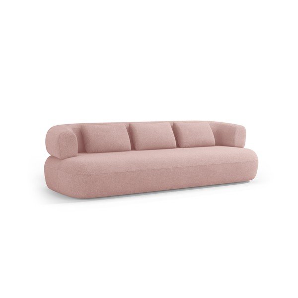 Canapea roz-deschis cu tapițerie din țesătură bouclé 226 cm Jenny – Micadoni 