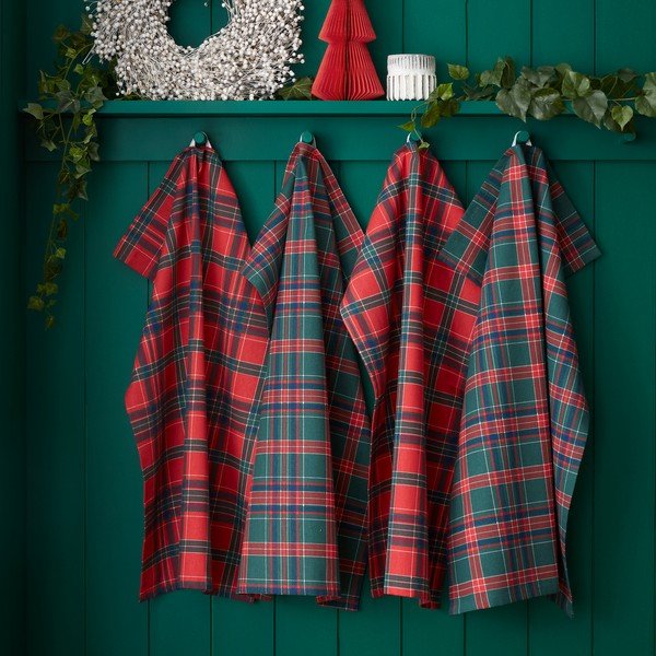 Prosoape de vase 4 buc. din bumbac 70x50 cm  cu model de Crăciun Christmas Tartan Check – Catherine Lansfield-image-1